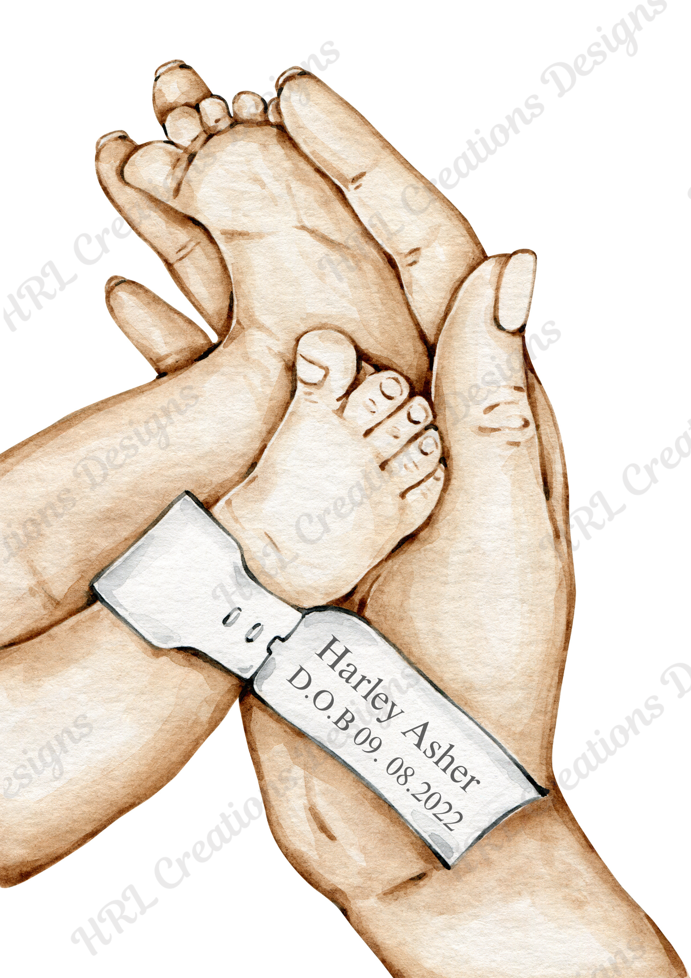 Parents Hand and Baby Feet with Hospital tag