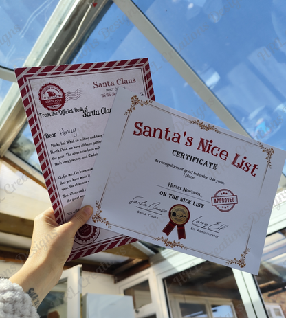 Letter from Santa with Nice List Certificate